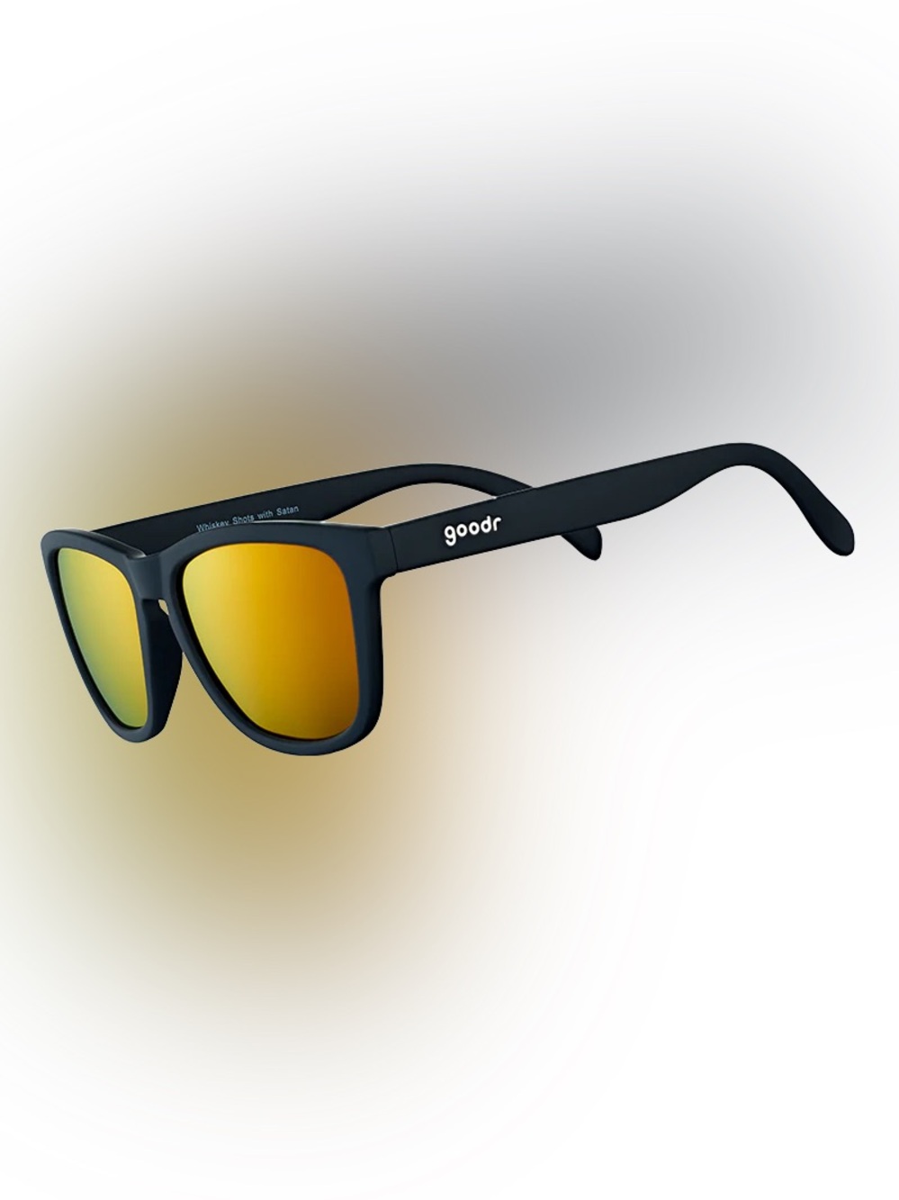 goodr Whiskey Shots with Satan Sunglasses with Gold Mirror Lenses Size Small